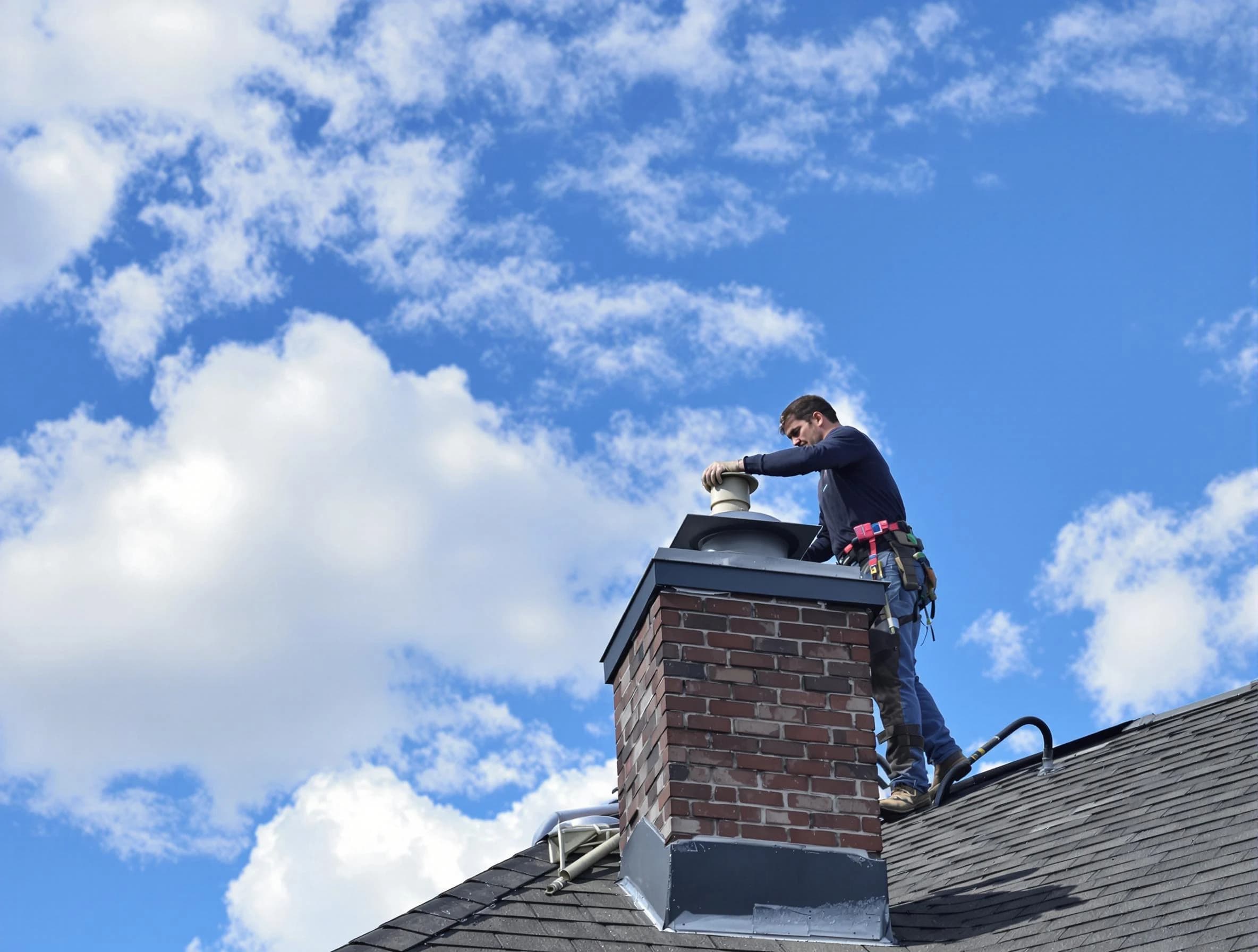 Pleasant Hills Chimney Sweep installing a sturdy chimney cap in Pleasant Hills, PA