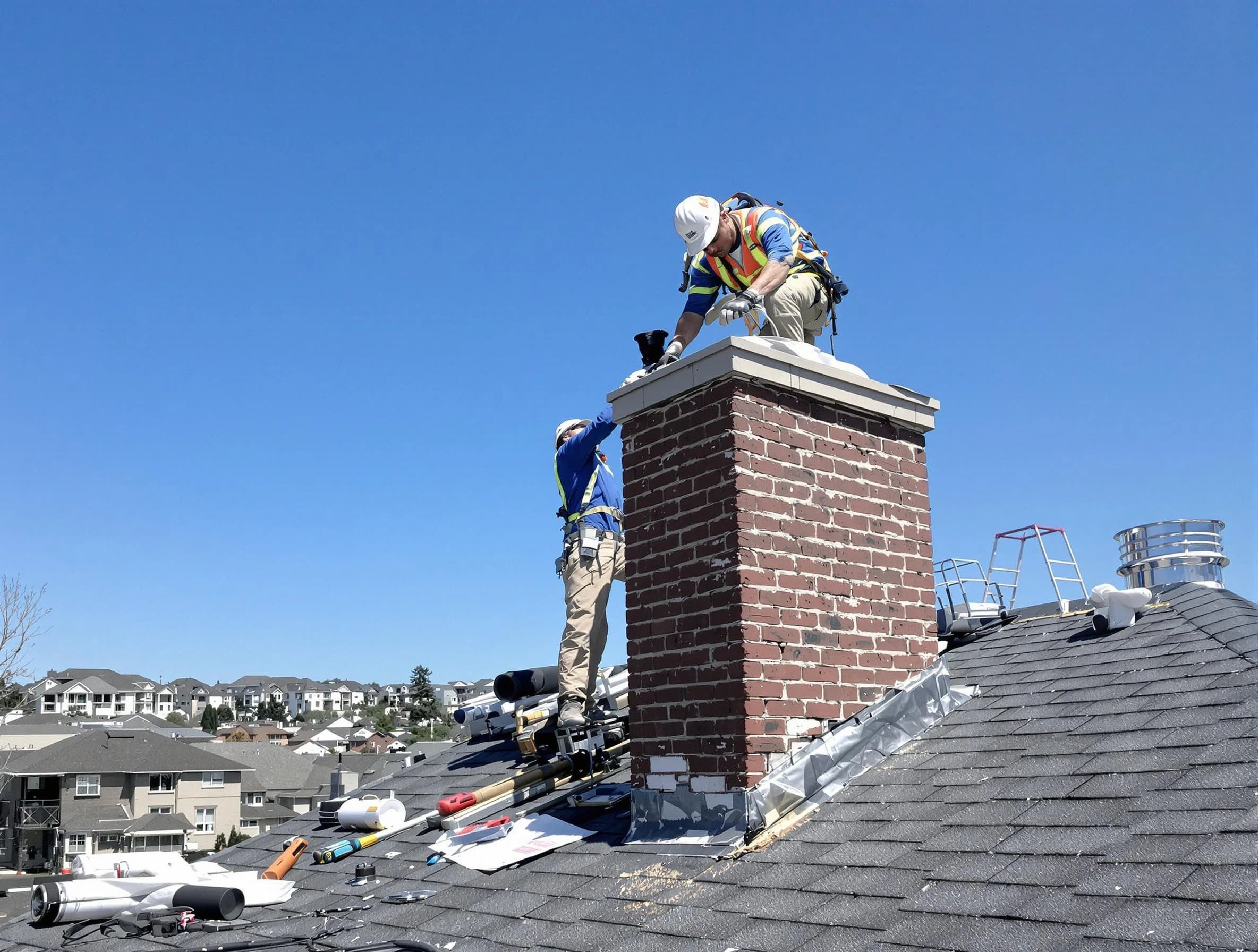 Pleasant Hills Chimney Sweep repairing a chimney crown in Pleasant Hills, PA