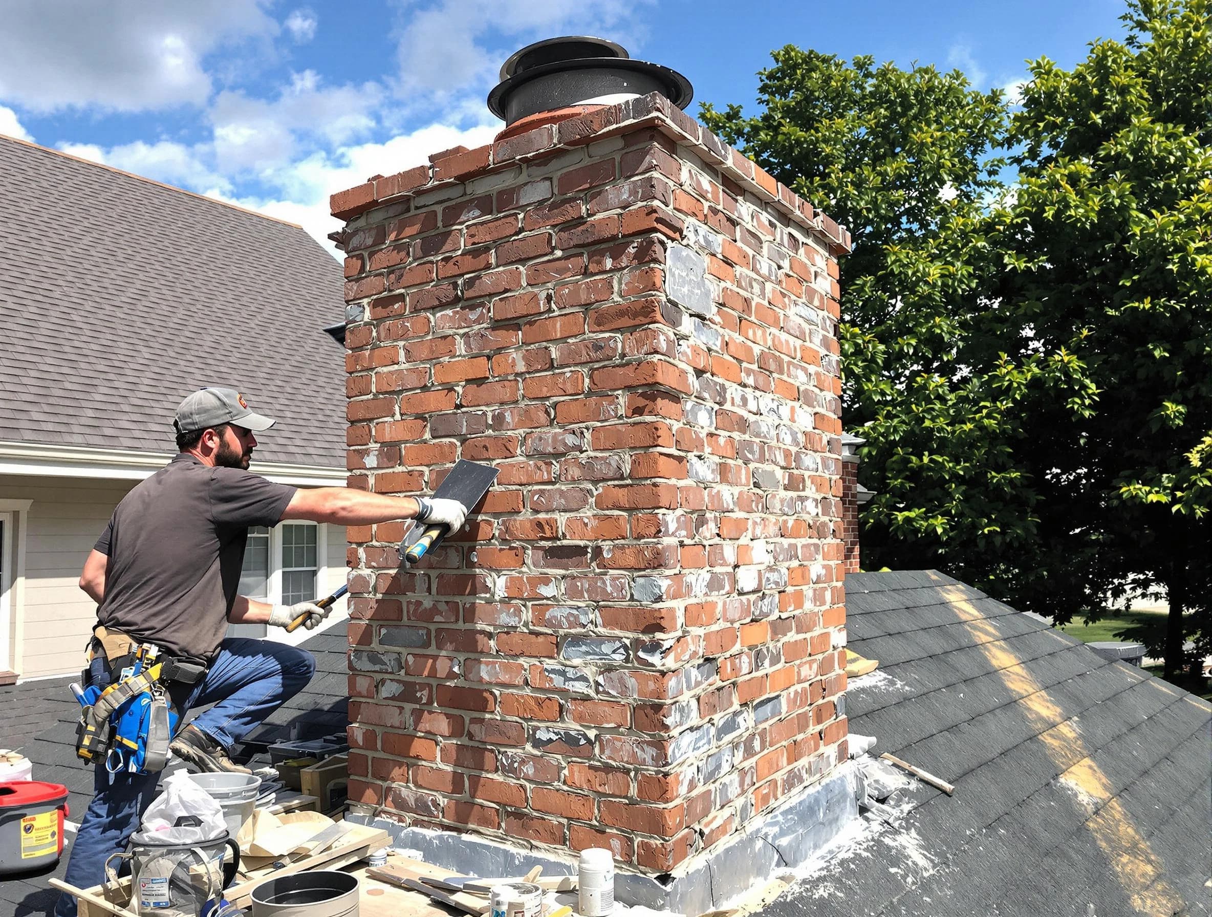 Completed chimney rebuild by Pleasant Hills Chimney Sweep in Pleasant Hills, PA