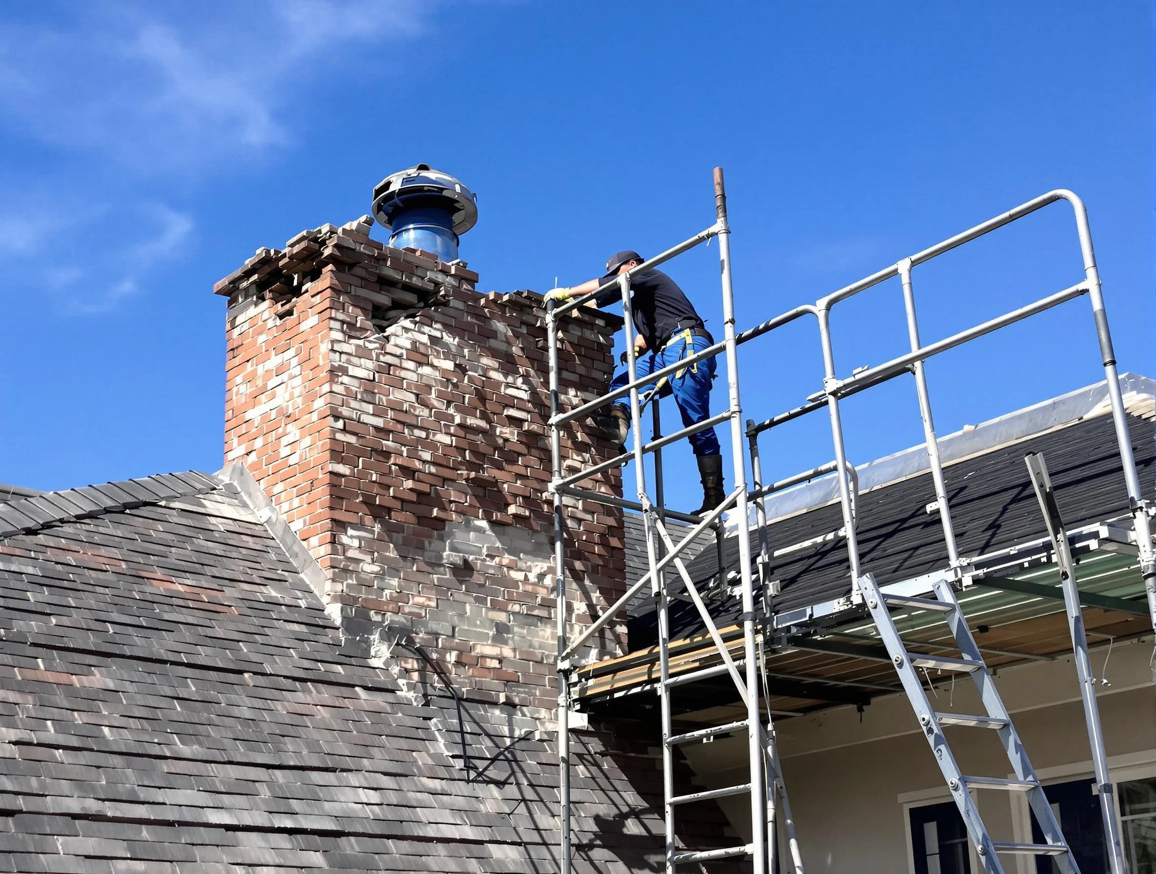 Rebuilding a chimney structure by Pleasant Hills Chimney Sweep in Pleasant Hills, PA