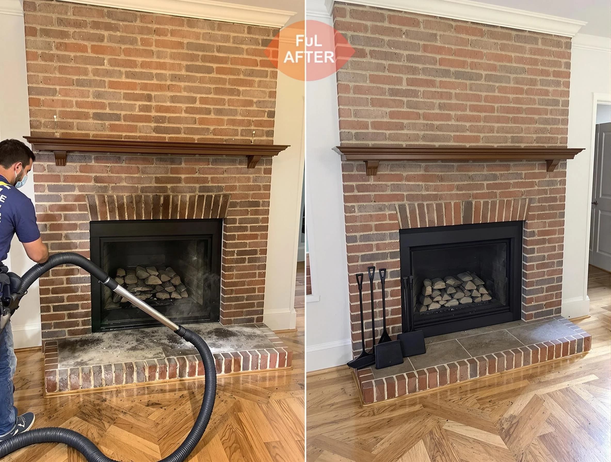 Pleasant Hills Chimney Sweep carefully sanitizing a fireplace in Pleasant Hills, PA