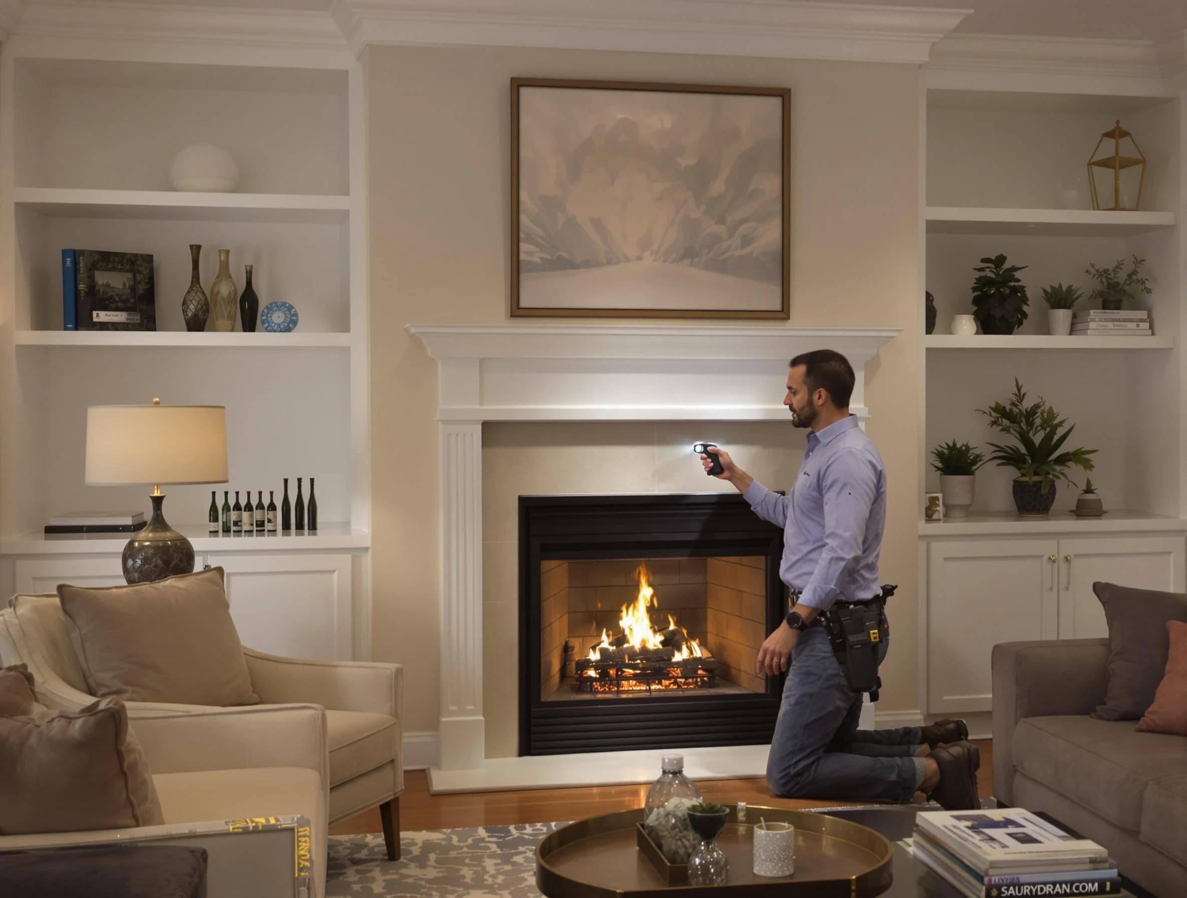 Pleasant Hills Chimney Sweep conducting a fireplace safety inspection in Pleasant Hills, PA