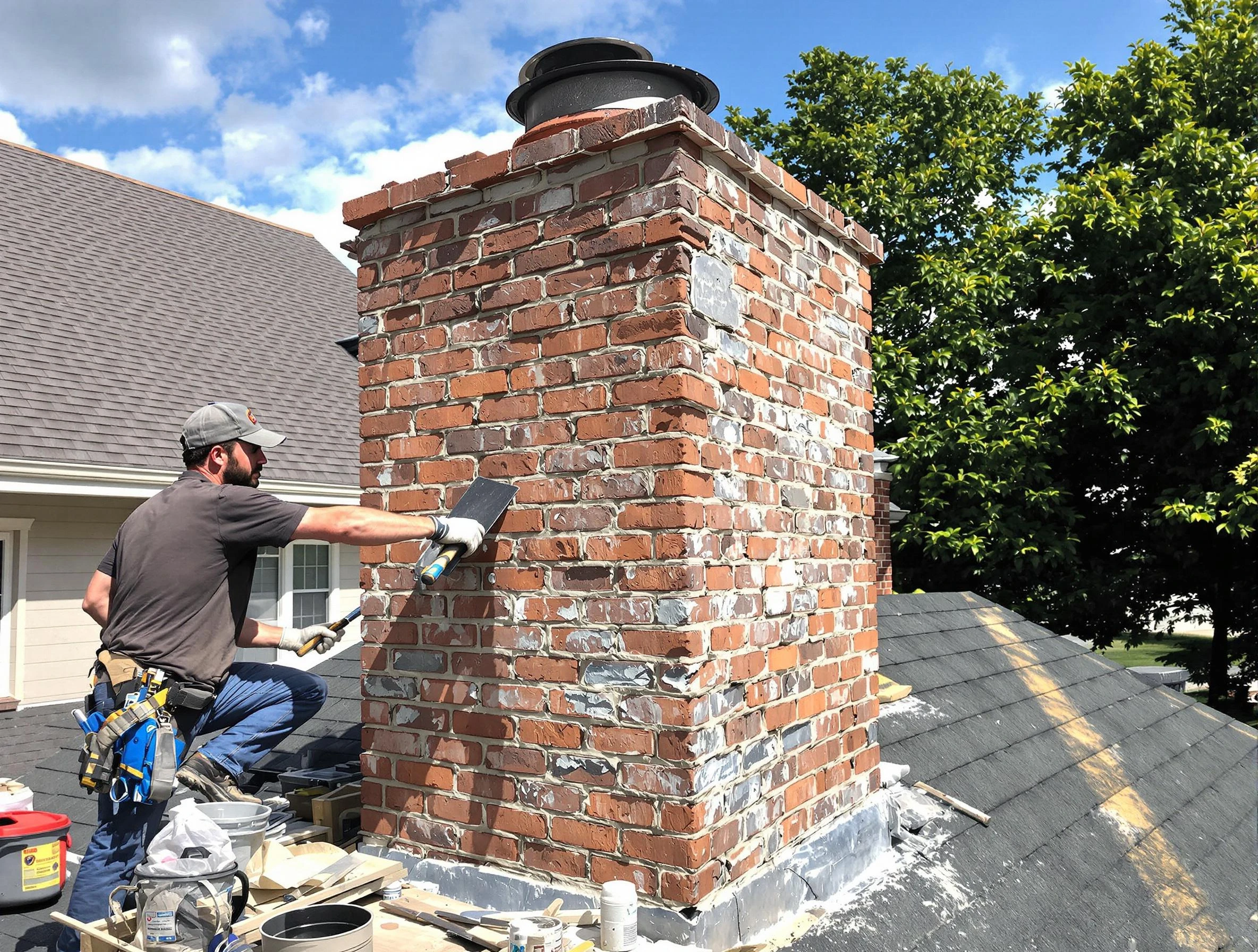 Completed chimney rebuild by Pleasant Hills Chimney Sweep in Pleasant Hills, PA