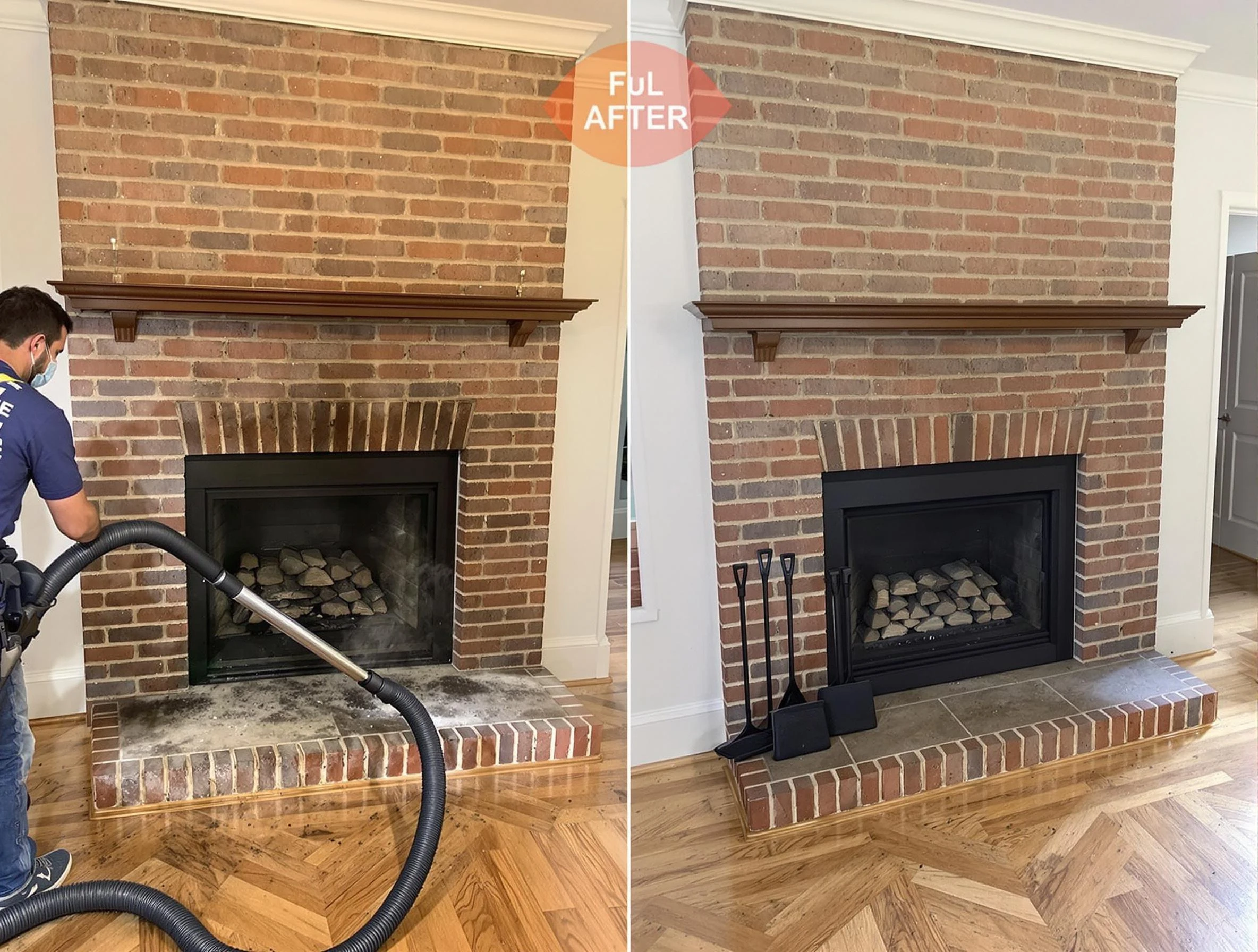 Pleasant Hills Chimney Sweep carefully sanitizing a fireplace in Pleasant Hills, PA