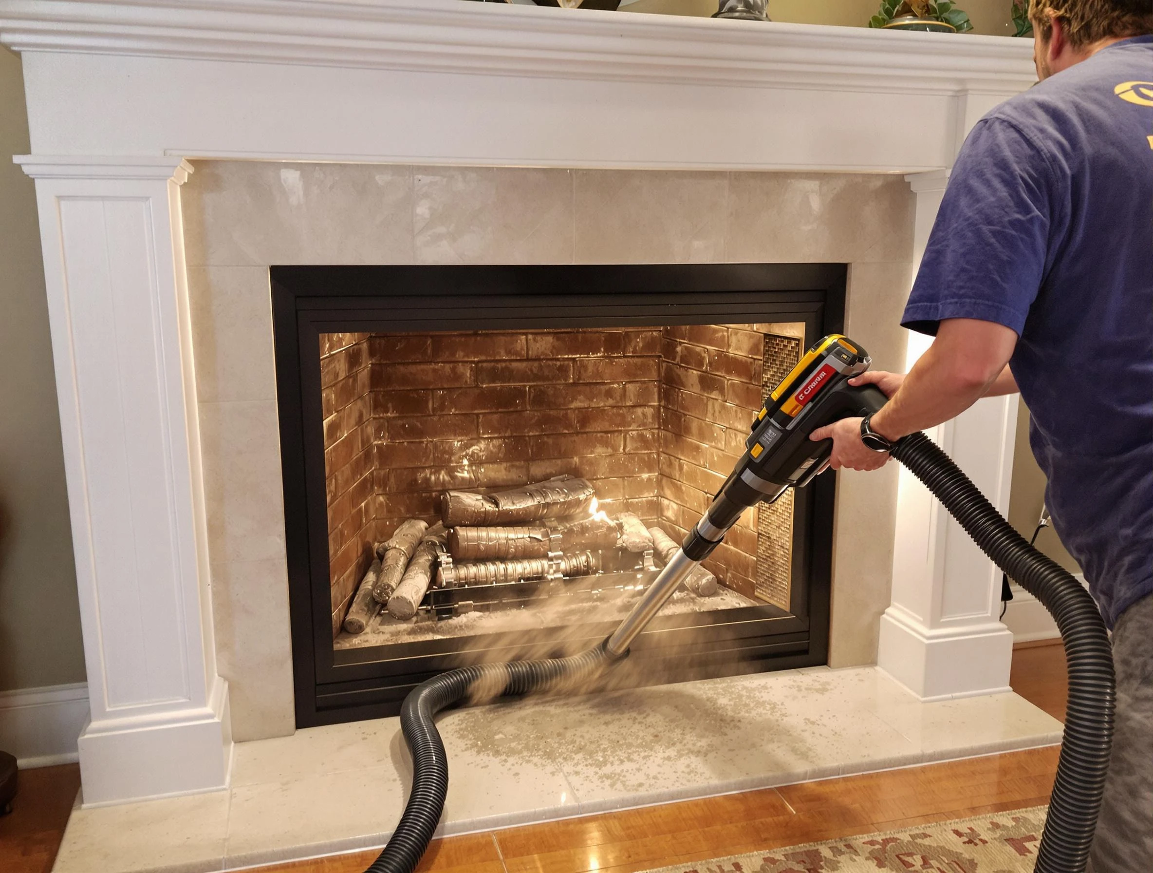Fireplace cleaning performed by Pleasant Hills Chimney Sweep in Pleasant Hills, PA