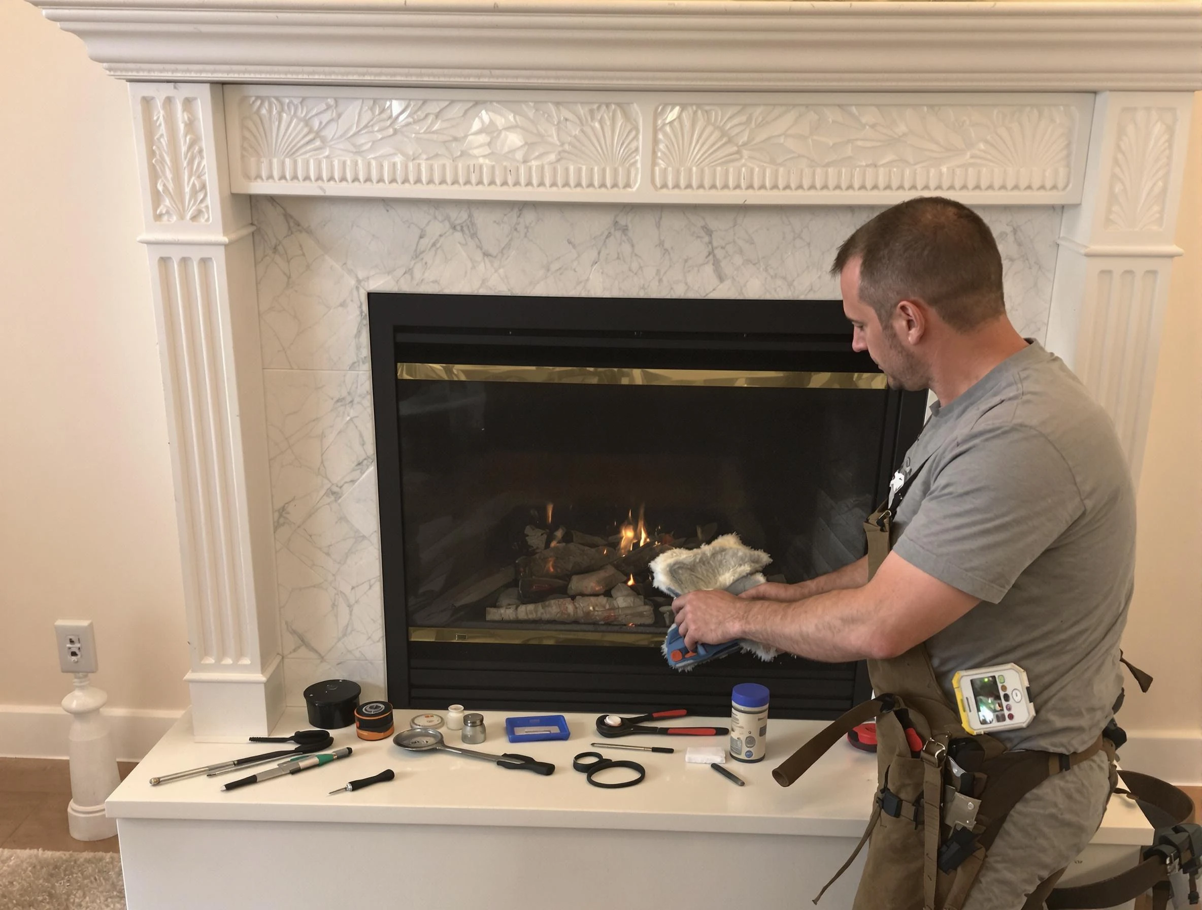 Pleasant Hills Chimney Sweep performing fireplace maintenance in Pleasant Hills, PA