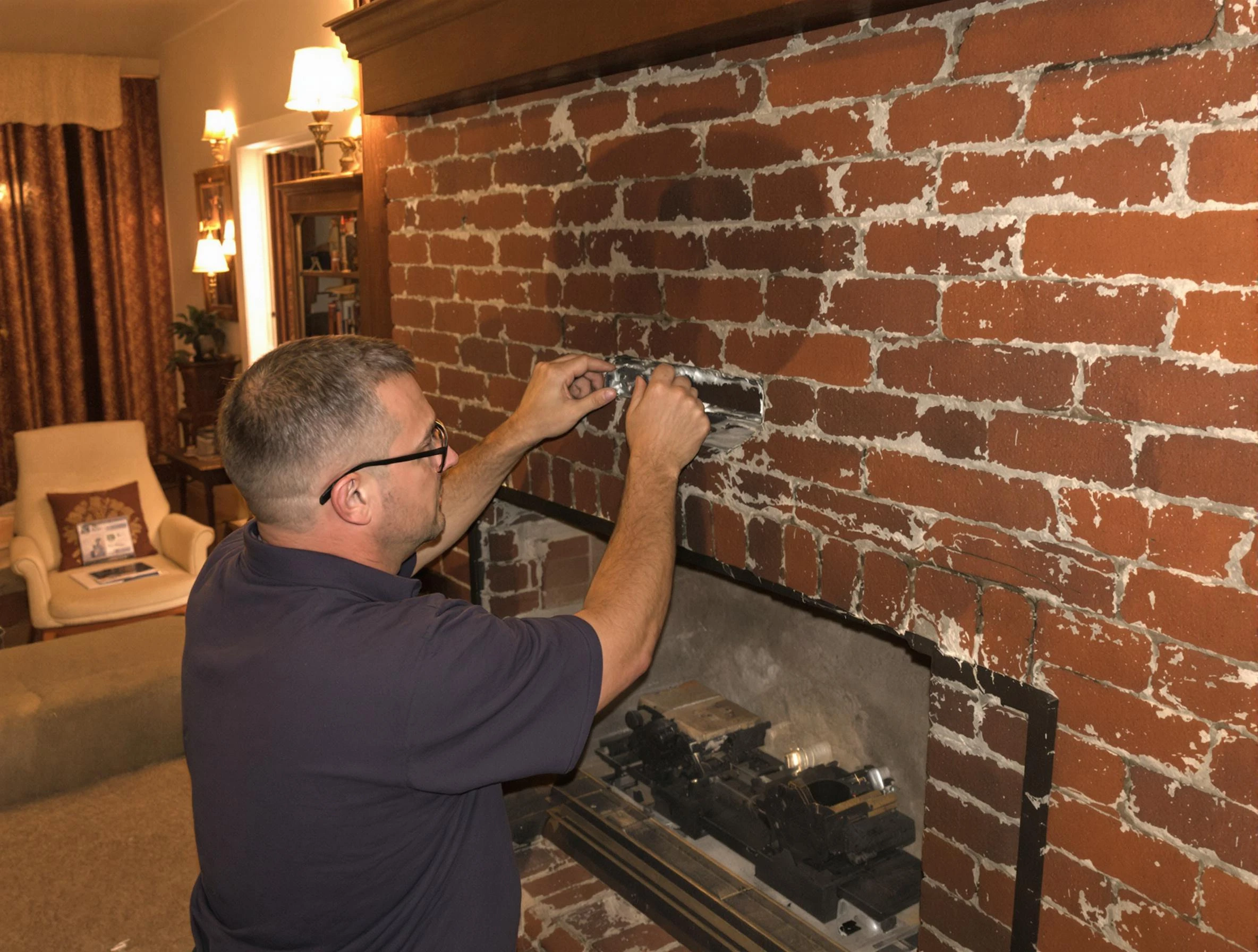 Pleasant Hills Chimney Sweep expert fixing a fireplace in Pleasant Hills, PA
